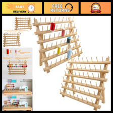 Wooden Thread Rack Organizer with 60 Spools  Hooks for Embroidery, Quilting, Se