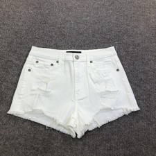 A ropostale Shorts Womens 6/28 White Denim Vintage High Rise Shorty 3 Cutoff