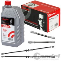 4Xbrembo Bremsschlauch VORNE+HINTEN+1L DOT 4 Passend FüR Skoda Fabia VW Polo 9N