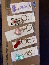 LOT of 5 Rhinestone blinged random bag charms /key chains