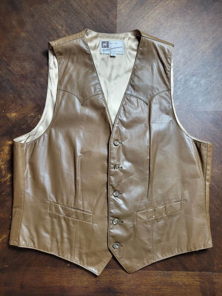 Scully Leatherwear Vest Mens Size 44 Brown Button Up Pockets Western Lined - Image 2 of 4