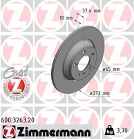 2X Bremsscheibe Zimmermann 600.3263.20 2 Bremsscheiben Hinterachse Hinten
