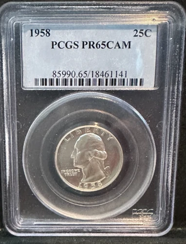 1958 Washington Quarter 25C PCGS PR65CAM