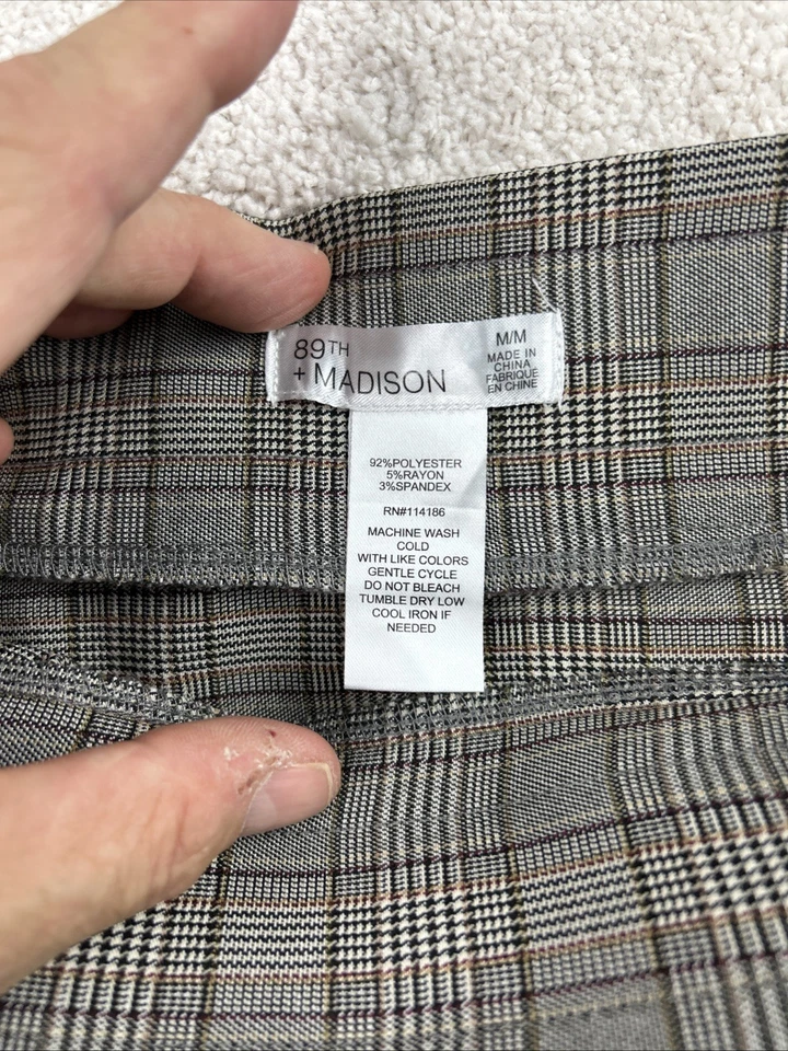 89th + Madison Dark Academia Preppy Old Money Marrón Falda Lápiz a Cuadros M Foto 4 de 4