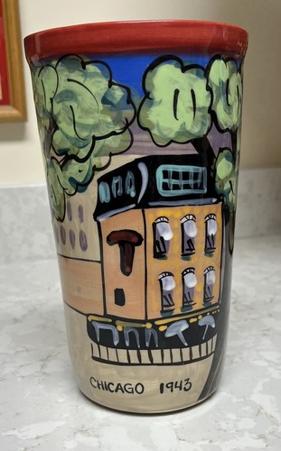 Chicago UNO Pizza 2010 commem. ceramic wine cooler, 67th anniv of the Unolution.