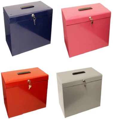 A4 Metal File Filing Box Office Storage Lockable 5 Free Suspension Files New