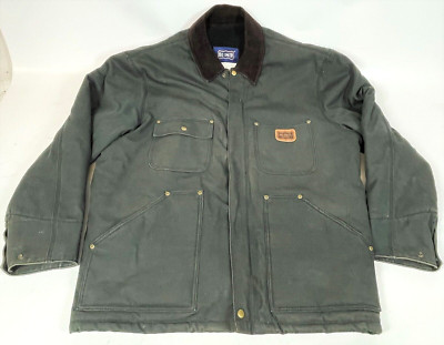 Vintage Big Smith Green Gray Cotton Canvas Barn Chore Mens Farm Jacket Size XL