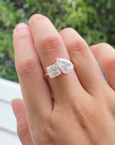 Two Stone Toi Et Moi 2.20 CT Moissanite Princess & Pear Cut Wedding Ring For Her - Video 1 of 1