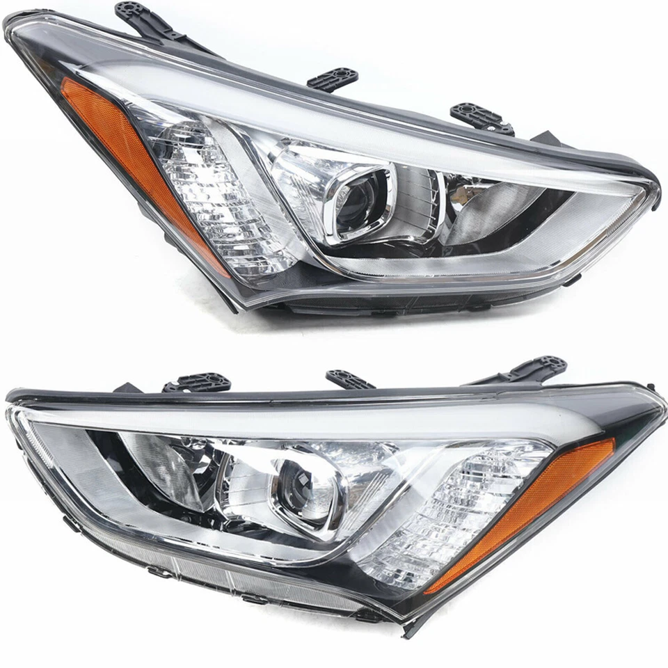 Pair Headlight For Hyundai Santa Fe 2013-2016 Driver+Passenger Side Headlamp Foto 3 de 4