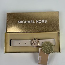 Michael Kors Cream Pave Logo Belt with Gold Buckle and sparkle Size L/XL New NWT
