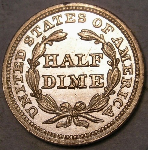 1845 LIBERTY SEATED SILVER HALF DIME VERY SHARP w/BEAUTIFUL ATTRACTIVE FEATURES - Picture 2 of 2