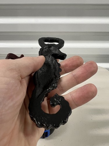 Bottle Beer Opener SeaHorse Heavy Metal Iron 6" Nautical Animal Sea Creature - Picture 9 of 12