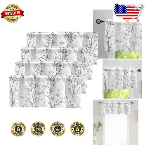 Versatile Tree Branch Print Valance 4-Piece Set - Kitchen & Living Room Decor