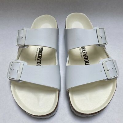 Birkenstock New w/ Box Arizona White Microfiber Footbed Birko-Flor