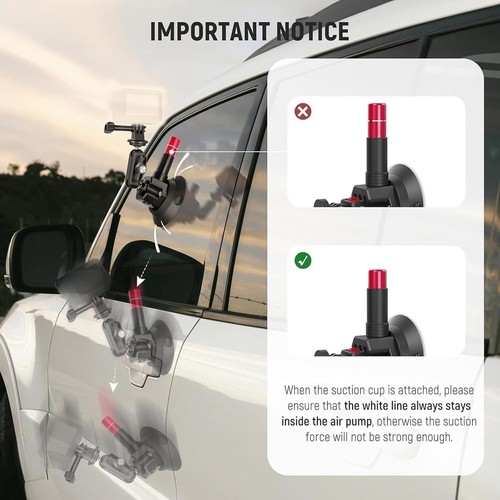 NEEWER Kit de Montage Voiture Triple Ventouse avec Rallonge 2en1 Poteau/Selfie Stick, Q - Photo 7 sur 8