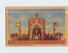 Postcard Front View Of Grotto At Dickeyville Wisconsin USA