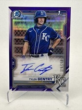 2021 Bowman Chrome Tyler Gentry 1st Rookie Purple Refractor Auto /250. KC Royals