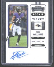2022 Panini Contenders #266 Pepe Williams Baltimore Ravens Rookie Ticket Auto