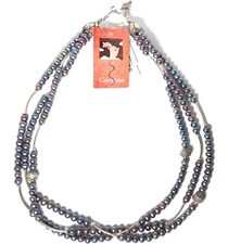 Cora Yee Gray Pearl Silver Multi-Strand Necklace Artisan Crafted New w/tags