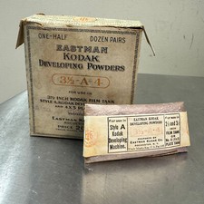 Vtg EASTMAN KODAK Developing Powder Box w/ Powders - 3-1/2" A-4