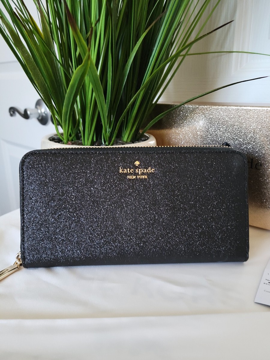 Kate Spade Tinsel Glitter Continental Women's Wallet - Black