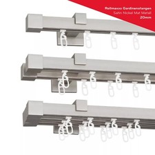 Gardinenstange Vorhangstange 20mm 1-, 2-, 3-läufig Satin Nickel Mat Metall