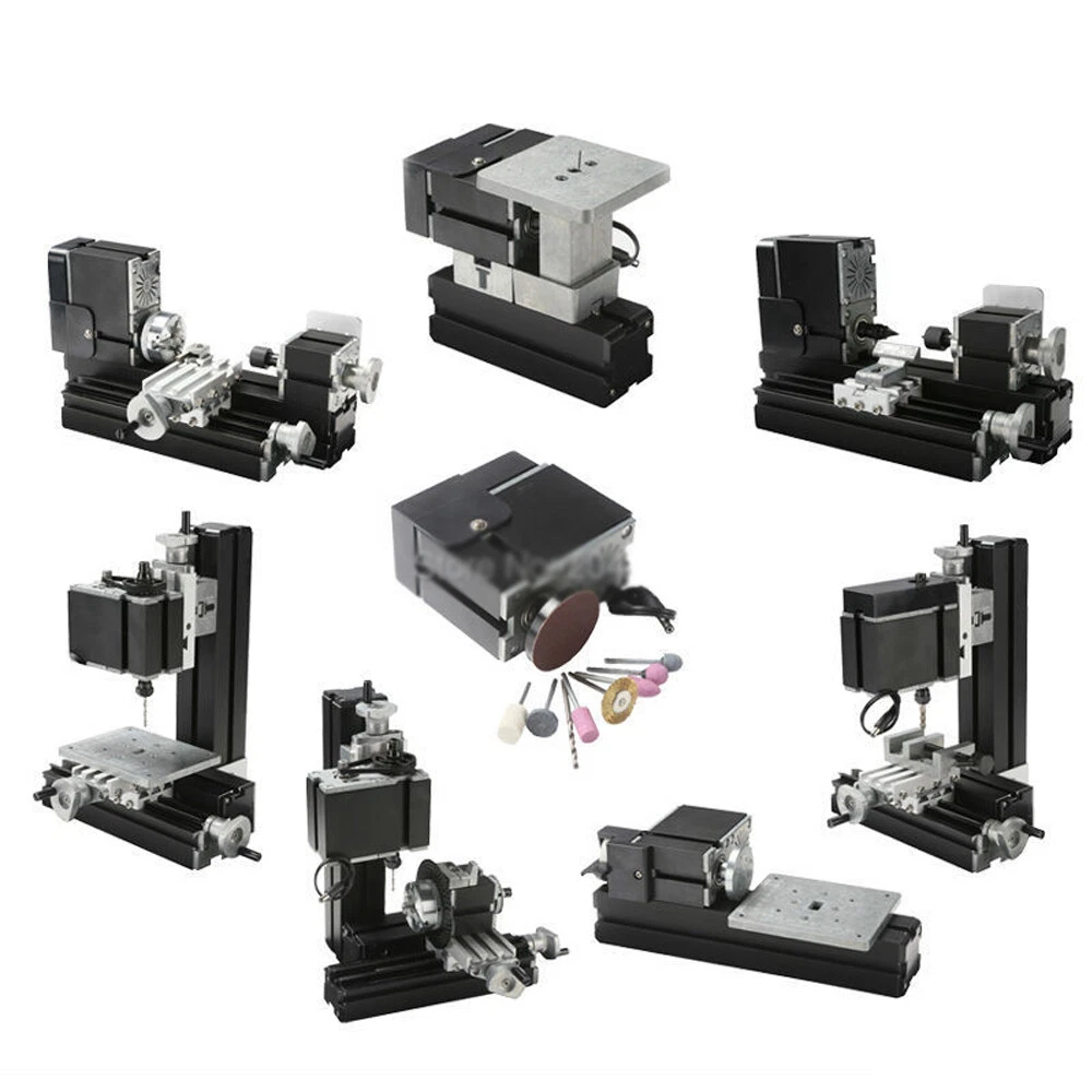 60W Metal 8 In 1 Mini Metal Lathe Machine Kit DIY Tools
