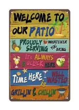Vintage "Welcome to Our Patio" Sign - 8x12 Inches Decorative Sign for Outdoor...