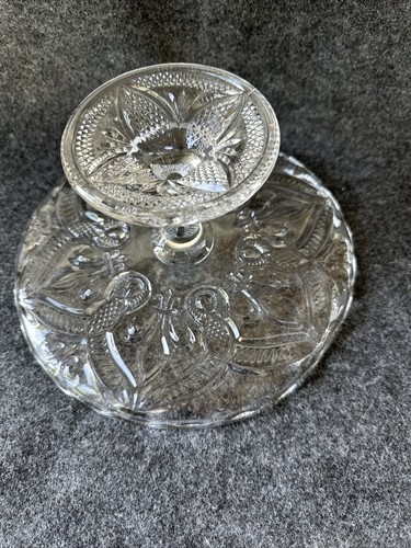 Antico supporto per torte piedistallo EAPG Bryce Higbee fiore di giglio circa 1898 USA - Foto 8 di 24