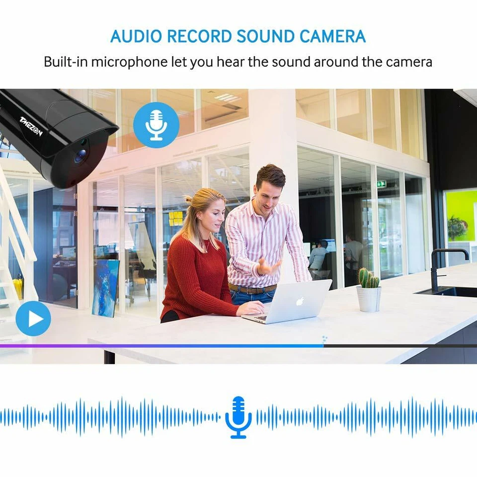 Sistema de cámara de audio de vigilancia de seguridad inalámbrico de 3 MP 8 CANALES para exteriores IR noche 2 TB Foto 2 de 4