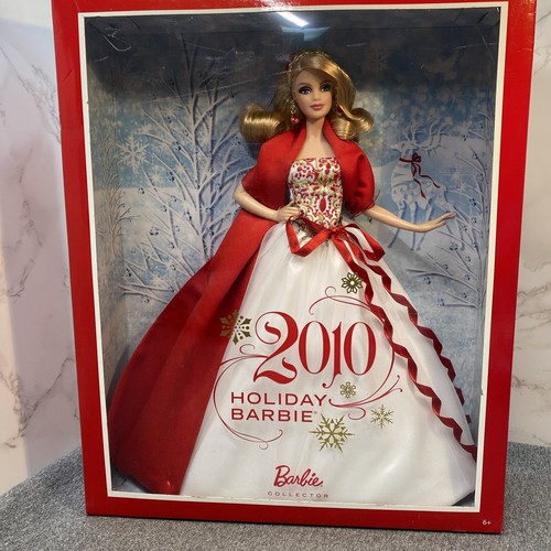 2010 Mattel Holiday Barbie bambola da collezione e scatola rosso mantello abito bianco nuovo in scatola - Foto 15 di 15