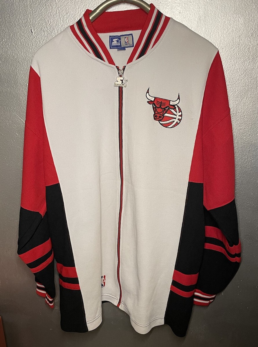 Vintage 90's STARTER Chicago Bulls Full Zip Shooting Shirt