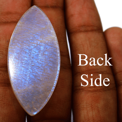 Piedra lunar arco iris brillo azul natural 51 quilates 46 mm x 21 mm piedra preciosa cabujón marquesa - Imagen 10 de 15