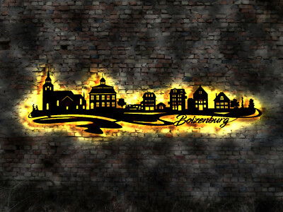 220cm LED Skyline Boizenburg  Stadt  Wandtattoo Wandsticker Aufkleber Buch AK