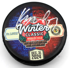 Philipp Kurashev Signed Chicago Blackhawks 2024 Winter Classic Puck w/COA