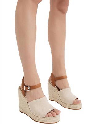 Witchery Juliet Espadrille Wedge Heel Sandals 40 US Cream