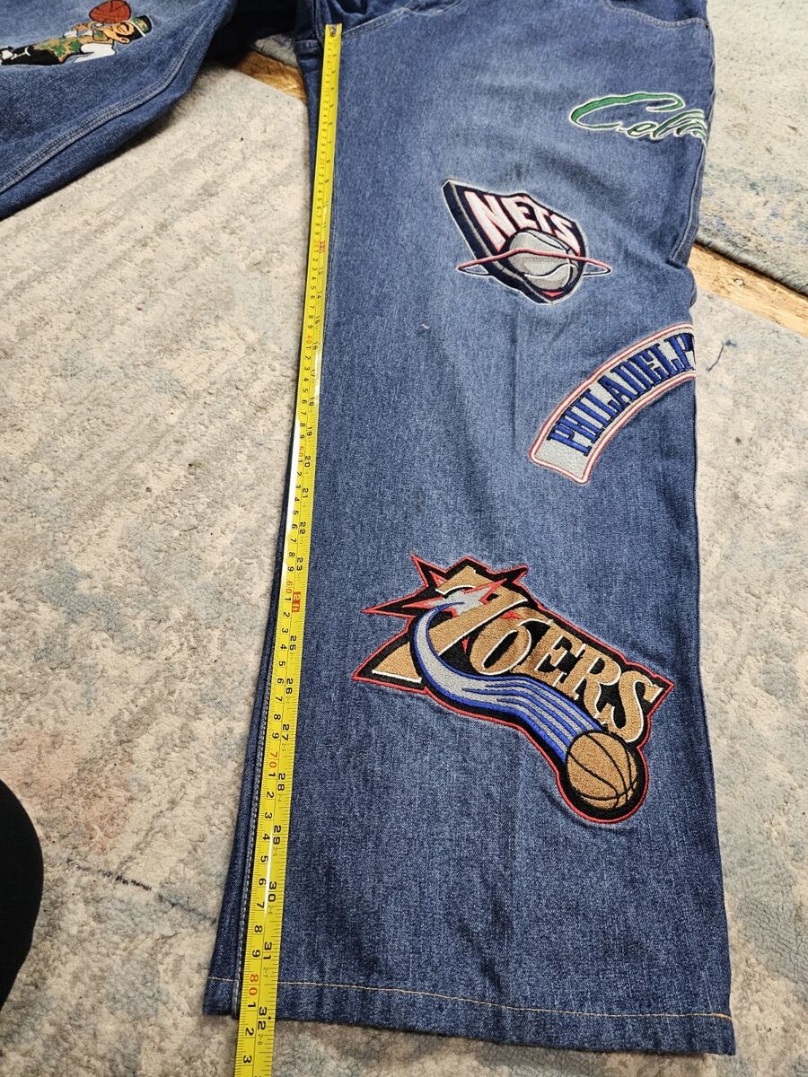 Vintage UNK Jeans Mens 38X32 NBA Team Patches Y2K Pants Vintage UNK Jeans Mens 38X32 NBA Team Patches Y2K Pants