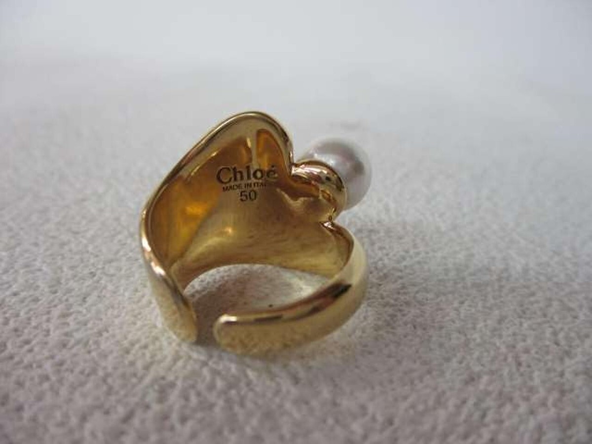 CHLOE Gold Pearl ring | eBay