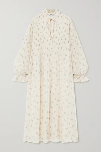 Vestido GANNI Plisado Georgette Midi Talla 36/M Femenino Caprichoso Cottagecore - Imagen 20 de 20