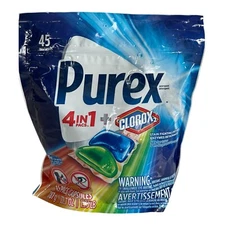Purex 4 in 1 + Clorox Laundry Detergent Pacs 45 Capsules Safe For Colors Sealed