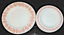 Vintage MCM Wedgwood Pink on Cream Embossed Queen's Ware China.