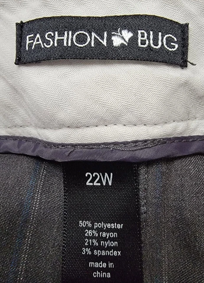 Pantalones de mujer Fashion Bug talla 22W 22 gris azul blanco a rayas Foto 2 de 4