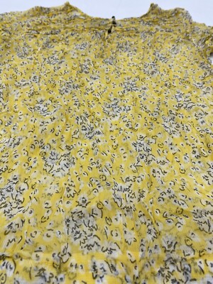 トップス flower print sheer shirt / yellow / S Zara Basic Women's Yellow Floral Print, Short Sleeve Shirt, Sheer