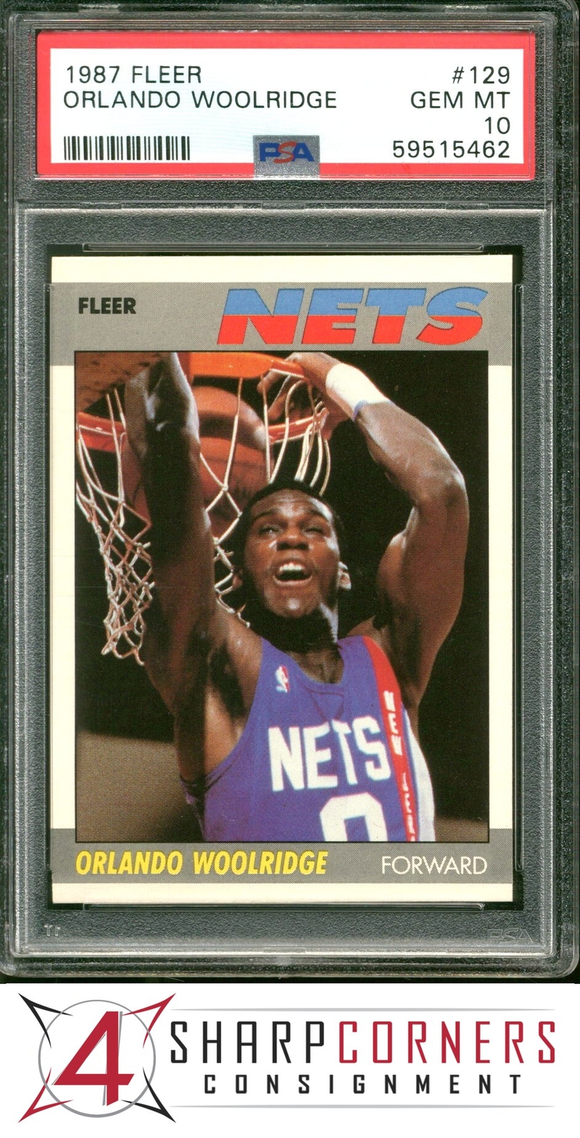 1987 FLEER #129 ORLANDO WOOLRIDGE NETS PSA 10