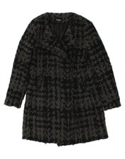 Desigual Womens Overcoat Eu 40 Medium Grey Check Wool Bu18