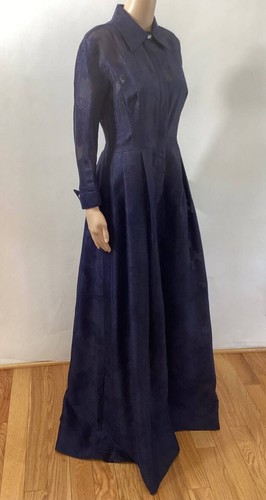 VESTIDO AZUL TERI JON DE RICKIE FREEMAN JACQUARD TALLA 4 - Imagen 3 de 9