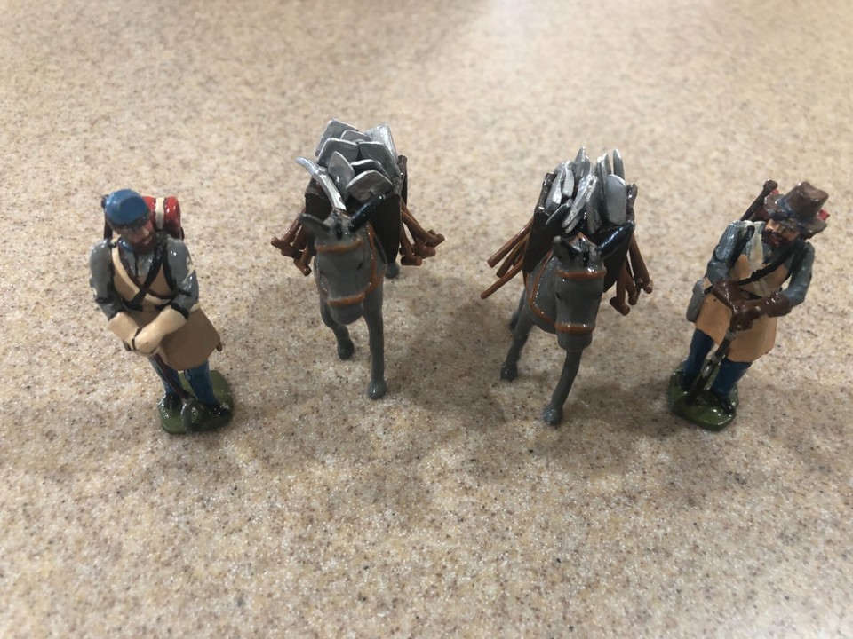 Civil War Vintage Metal Models Pack Mules Picks and Shovels & Soldiers