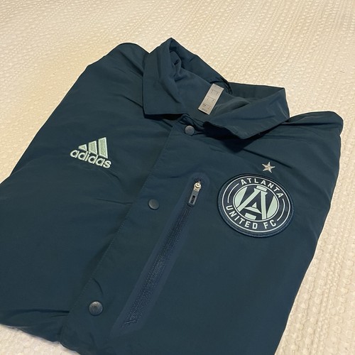 Chaqueta cortavientos a presión verde azulado Atlanta United FC para hombre talla pequeña MLS Adidas - Imagen 10 de 11