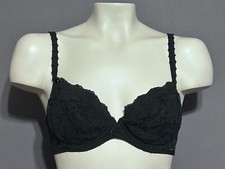 Oscar De La Renta Bra 34C Black Lace Lightly Lined Underwired Vtg ILGWU