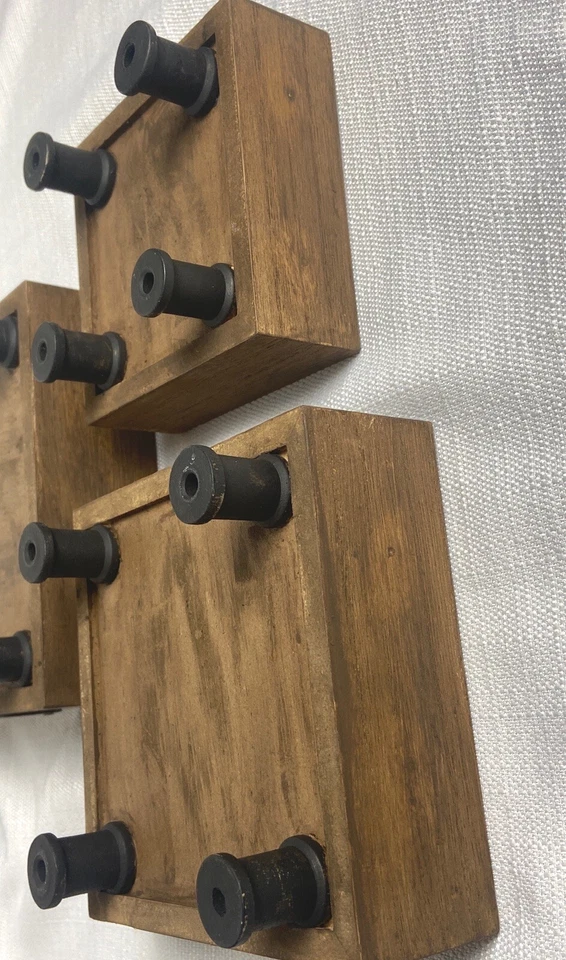 Set Of 3 Wood Square Stackable Nesting Boxes Trays Plant Storage With Feet Stain - Image 4 of 4